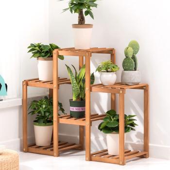 Qian Massivholz Regal mehrstufig Blumenständer Blumentopfständer 80*25*62cm